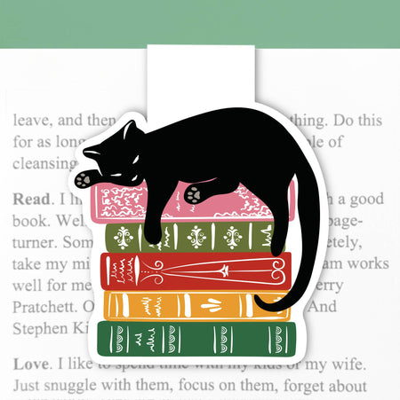 Magnetic Bookmark | Cat & Books - Papier Plume