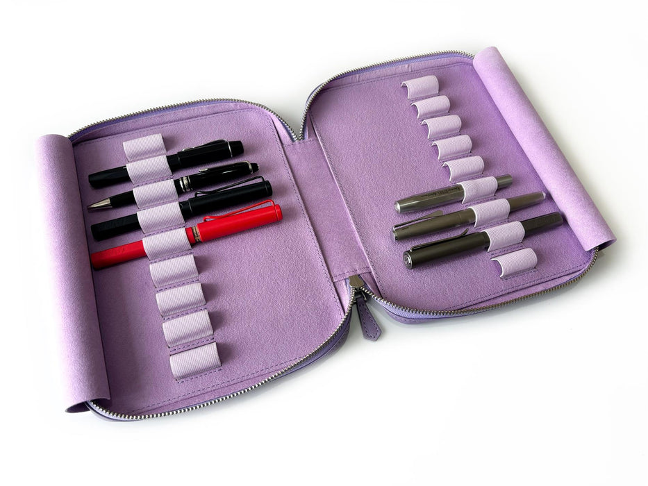 Eng Leather Co. - 18 Slot Leather Pen Case light lavender