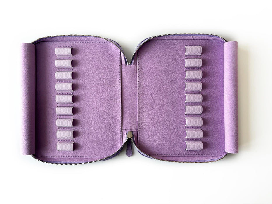 Eng Leather Co. - 18 Slot Leather Pen Case light lavender