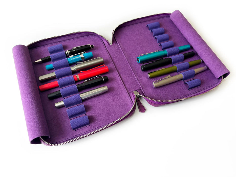 Eng Leather Co. - 18 Slot Leather Pen Case Violet