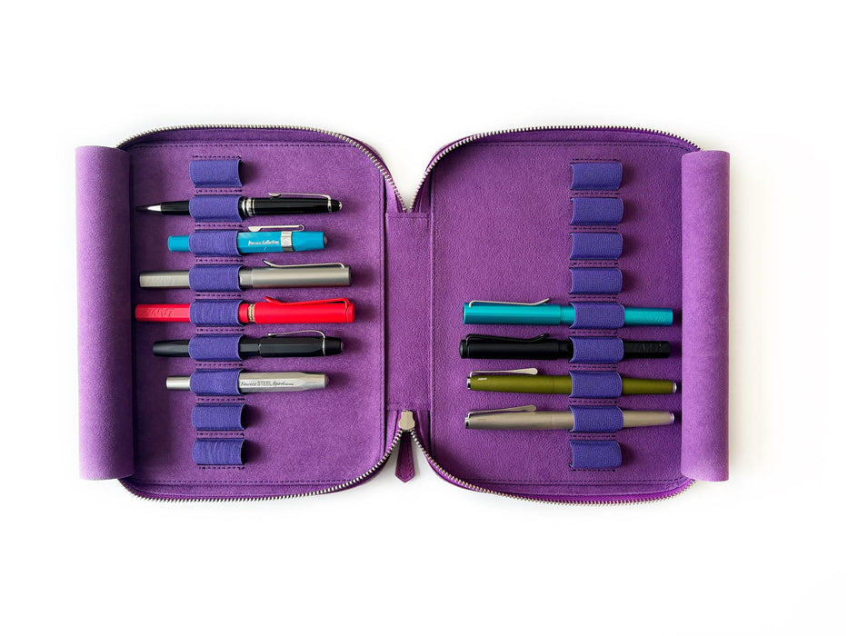 Eng Leather Co. - 18 Slot Leather Pen Case Violet