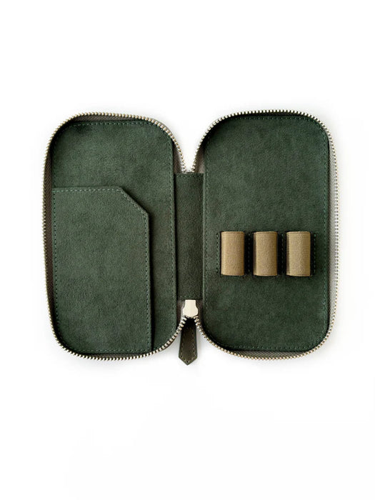 Eng Leather Co. - 3 Slot - Leather Pen Case Natural Olive