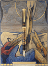 Pelikan Souverän M600 Art Collection Georg Tippel fountain pen with gold accents and detailed design on a white background.