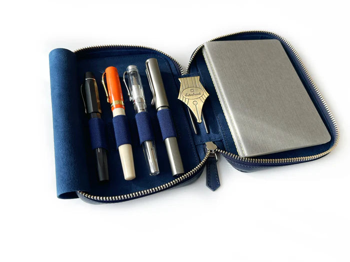 Eng Leather Co. - 4 Slot Leather Pen Case - Navy Blue