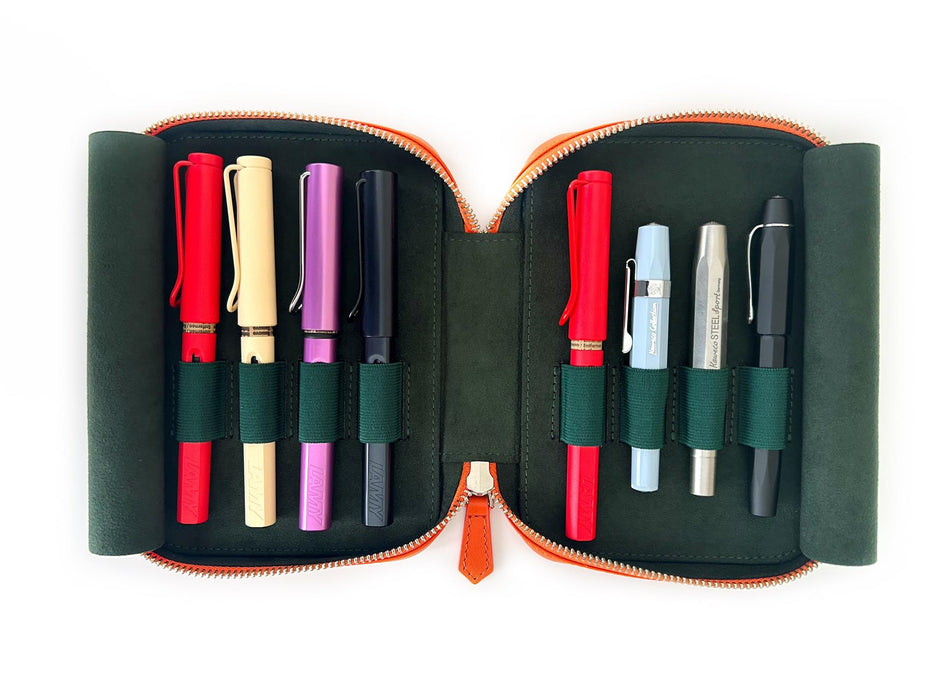 Eng Leather Co. - 4 Slot Leather Pen Case - Pumpkin