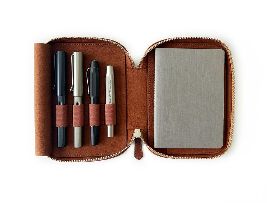 Eng Leather Co. - 4 Slot Leather Pen Case - Walnut Brown