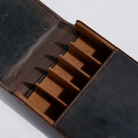Eng Leather Co. - 5 Pen Hard Case Dark Brown - Papier Plume