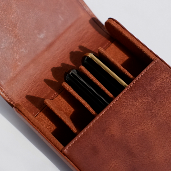 Eng Leather Co. - 5 Pen Hard Case Light Brown - Papier Plume