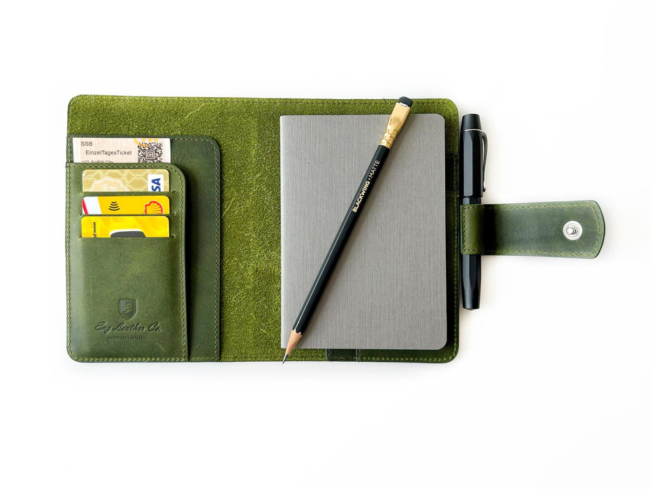 Eng Leather Co. - A6 Size - Leather Notebook Cover Jungle Green