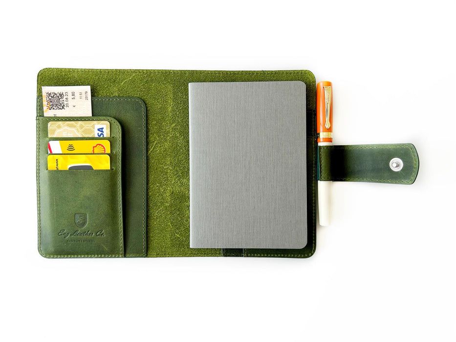 Eng Leather Co. - A6 Size - Leather Notebook Cover Jungle Green