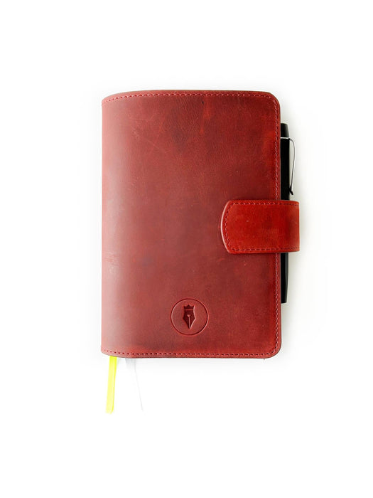 Eng Leather Co. - A6 Size - Leather Notebook Cover Flat Burgundy