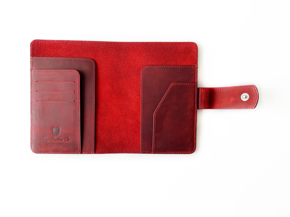 Eng Leather Co. - A6 Size - Leather Notebook Cover Flat Burgundy