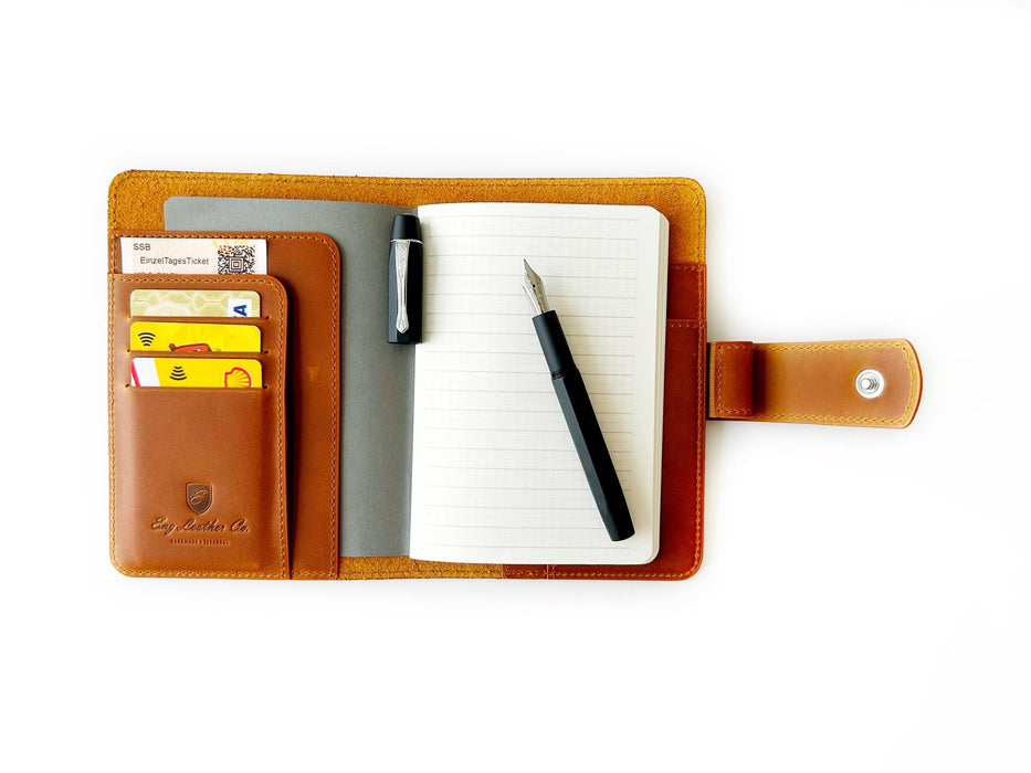 Eng Leather Co. - A6 Size - Leather Notebook Cover Crazy Horse Brown