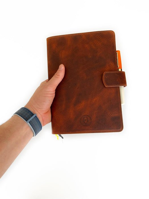 Eng Leather Co. - A6 Size - Leather Notebook Cover Dark Toscano