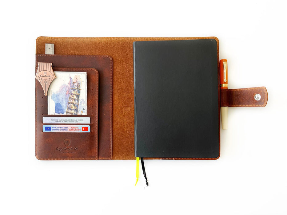 Eng Leather Co. - A6 Size - Leather Notebook Cover Dark Toscano