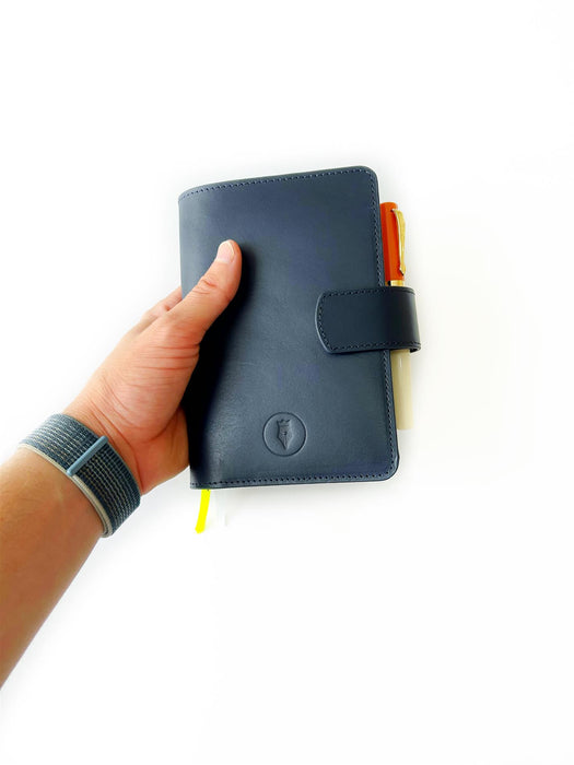 Eng Leather Co. - A6 Size - Leather Notebook Cover Navy Blue