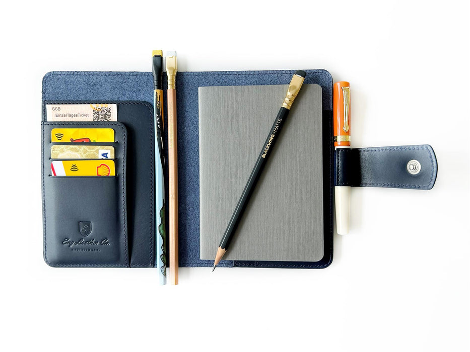 Eng Leather Co. - A6 Size - Leather Notebook Cover Navy Blue