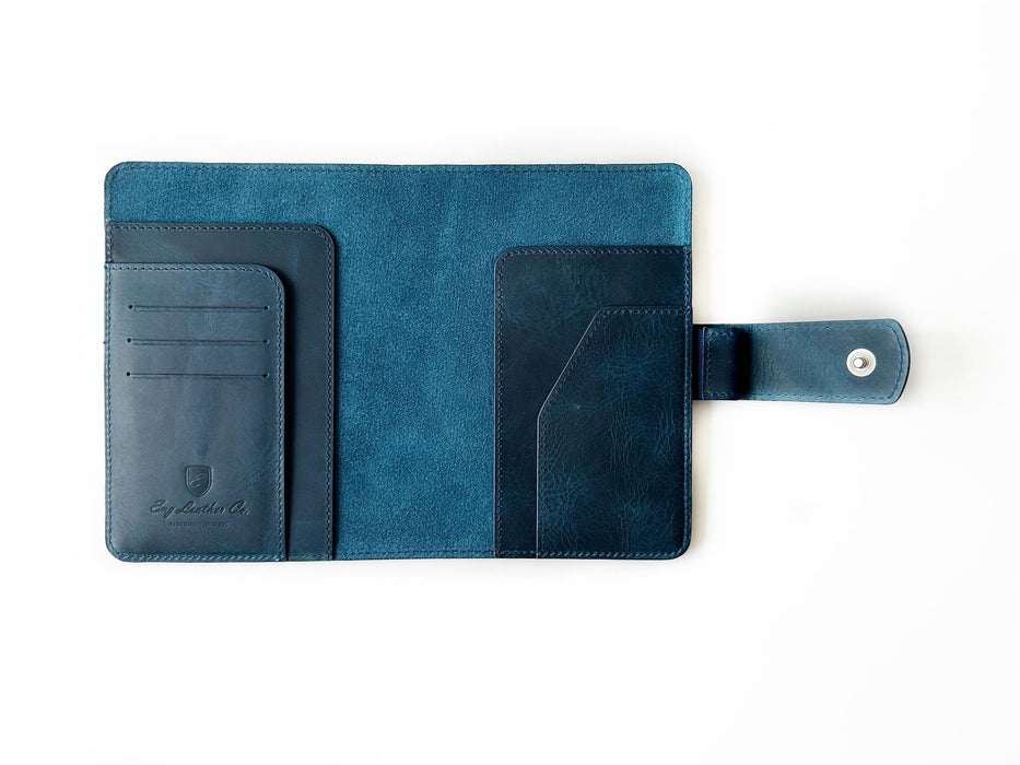 Eng Leather Co. - A6 Size - Leather Notebook Cover Ocean Blue