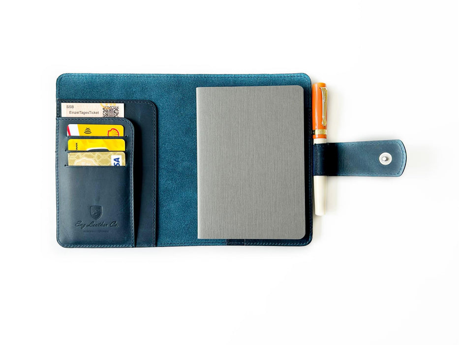 Eng Leather Co. - A6 Size - Leather Notebook Cover Ocean Blue