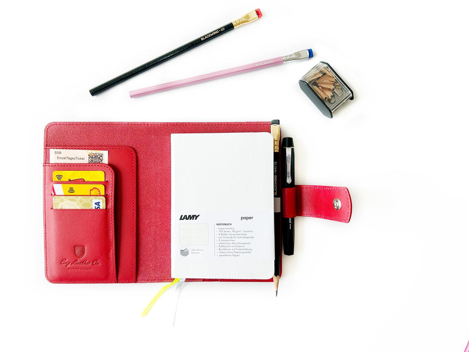 Eng Leather Co. - A6 Size - Leather Notebook Cover Ruby Red