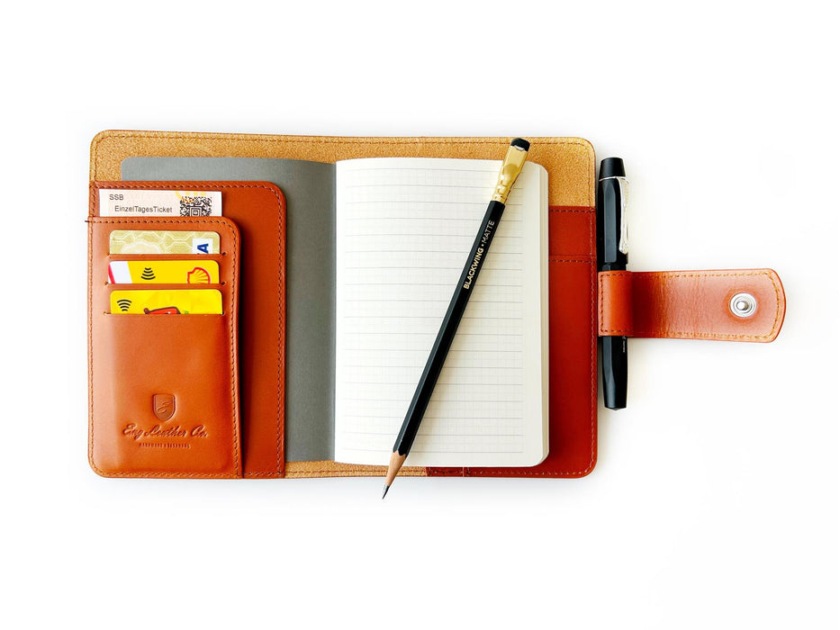 Eng Leather Co. - A6 Size - Leather Notebook Cover Sunrise Orange