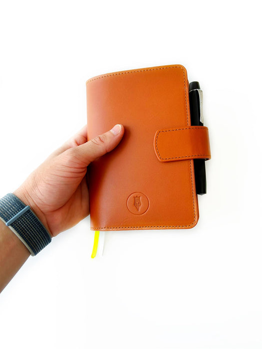 Eng Leather Co. - A6 Size - Leather Notebook Cover Sunrise Orange