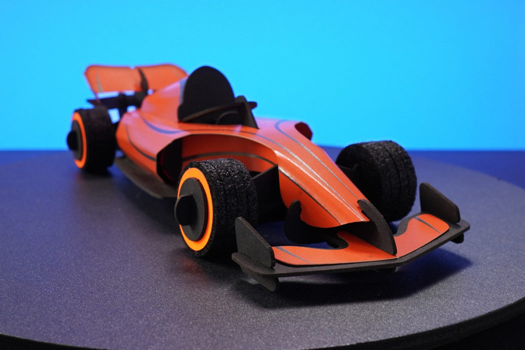 Assembli Race Car flaming orange front zoom
