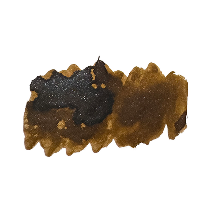 Brown ink swatch on a white background