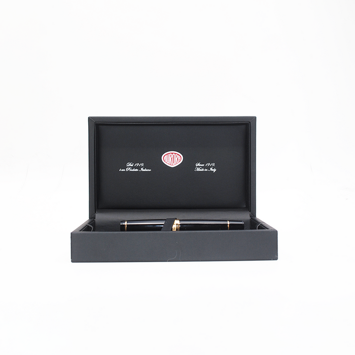 Aurora  Optima - Black Fountain Pen - Gold Trim - Papier Plume