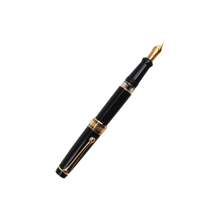 Aurora  Optima - Black Fountain Pen - Gold Trim - Papier Plume