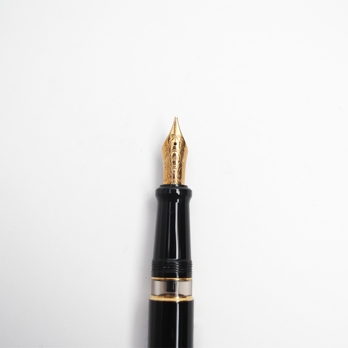 Aurora  Optima - Black Fountain Pen - Gold Trim - Papier Plume