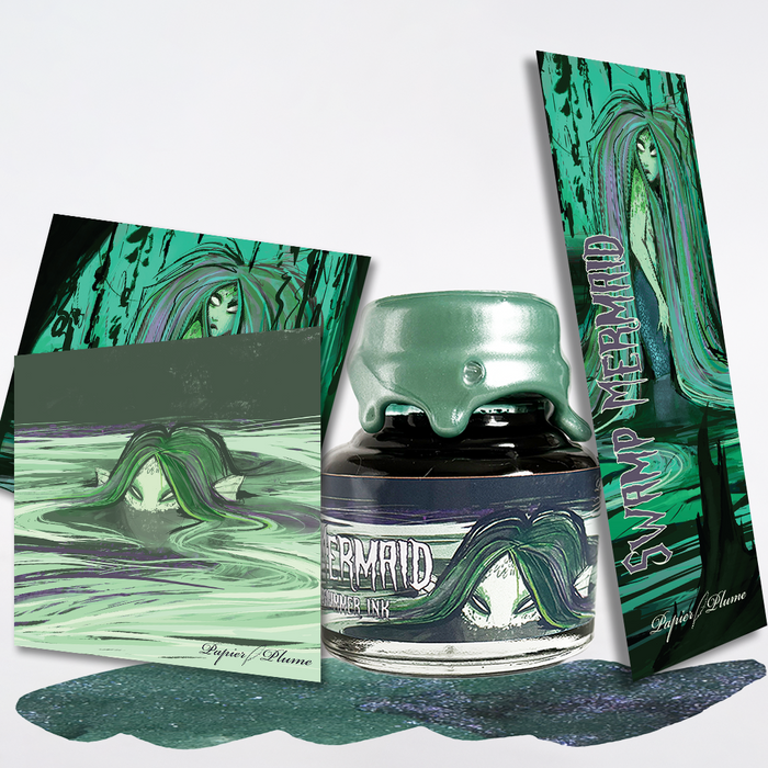 Papier Plume Swamp Mermaid Shimmer fountain pen ink bottle bundle