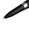 Close-up of Diplomat Cobra rollerball pen in matte black, featuring sleek design and detailed front section.