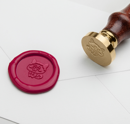 Papier Plume Little Craft Fest wax seal featuring a cute cat design on a gold-colored wax seal for decorative correspondence.