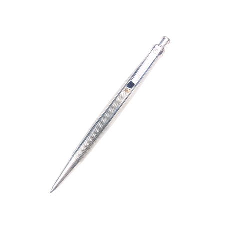 Silver pen on a white background