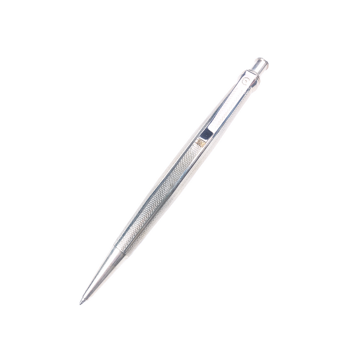 Silver pen on a white background
