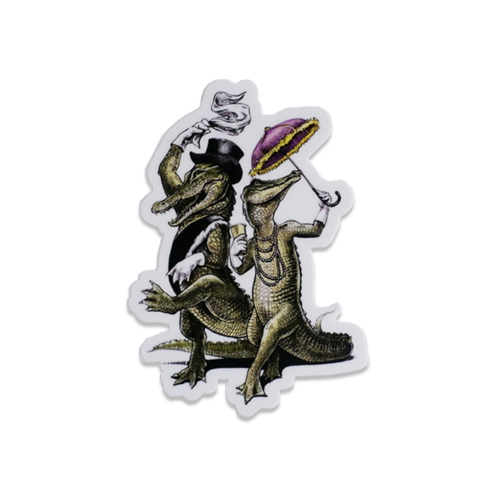 Dancing alligator sticker from Alexa Pulitzer's Second Line collection featuring colorful, playful reptile design.