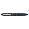 Blue Esterbrook Estie fountain pen with silver fittings, shown closed with a smooth barrel and elegant design.