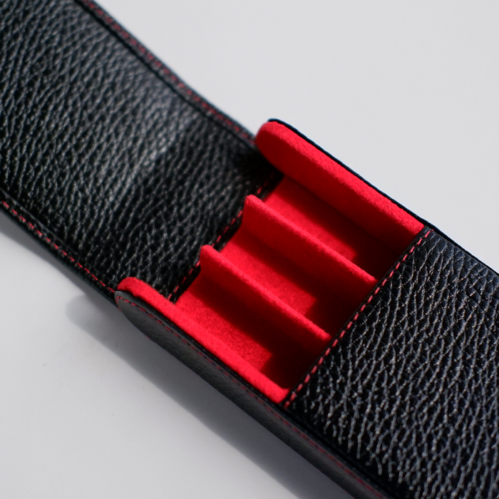 Eng Leather Co. - 3 Pen Hard Case Black - Papier Plume