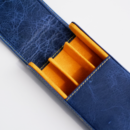 Eng Leather Co. - 3 Pen Hard Case Blue - Papier Plume