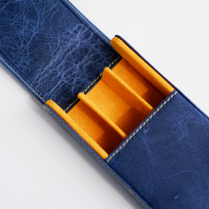 Eng Leather Co. - 3 Pen Hard Case Blue - Papier Plume