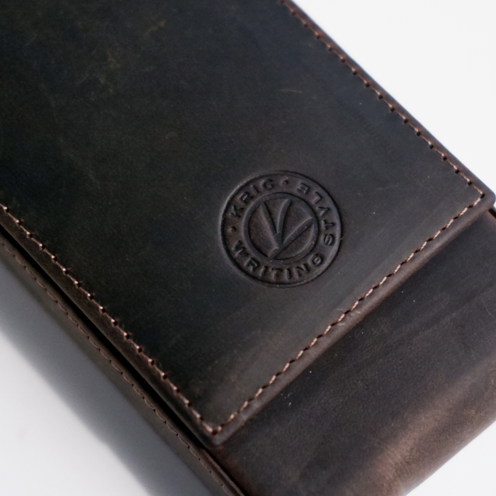 Eng Leather Co. - 3 Pen Hard Case Dark Brown - Papier Plume