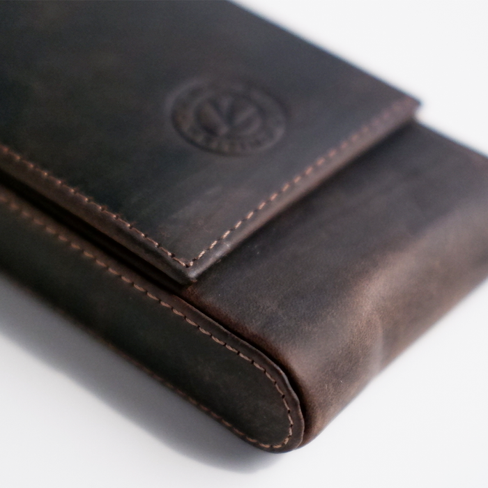 Eng Leather Co. - 3 Pen Hard Case Dark Brown - Papier Plume