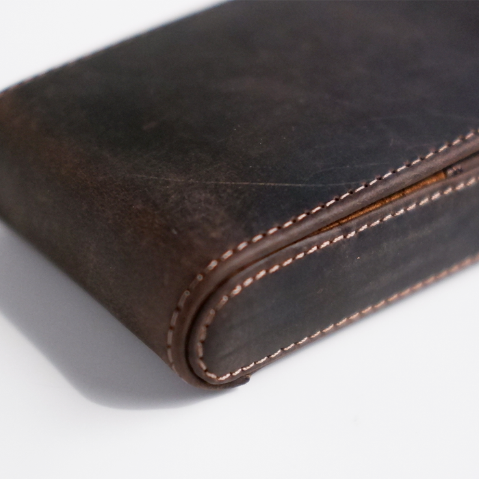 Eng Leather Co. - 3 Pen Hard Case Dark Brown - Papier Plume