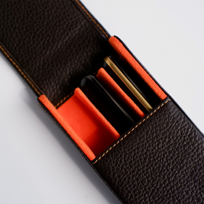 Eng Leather Co. - 3 Pen Hard Case Brown - Papier Plume