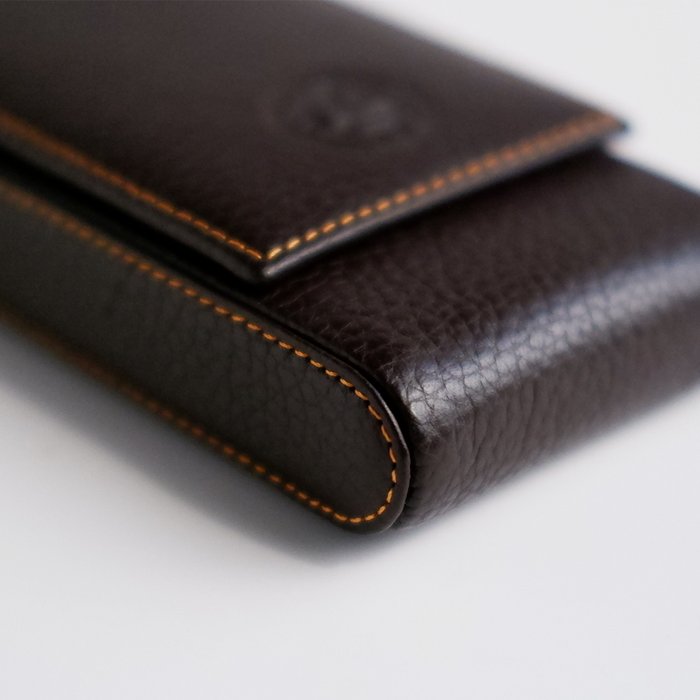 Eng Leather Co. - 3 Pen Hard Case Brown - Papier Plume