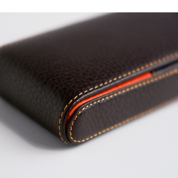 Eng Leather Co. - 3 Pen Hard Case Brown - Papier Plume