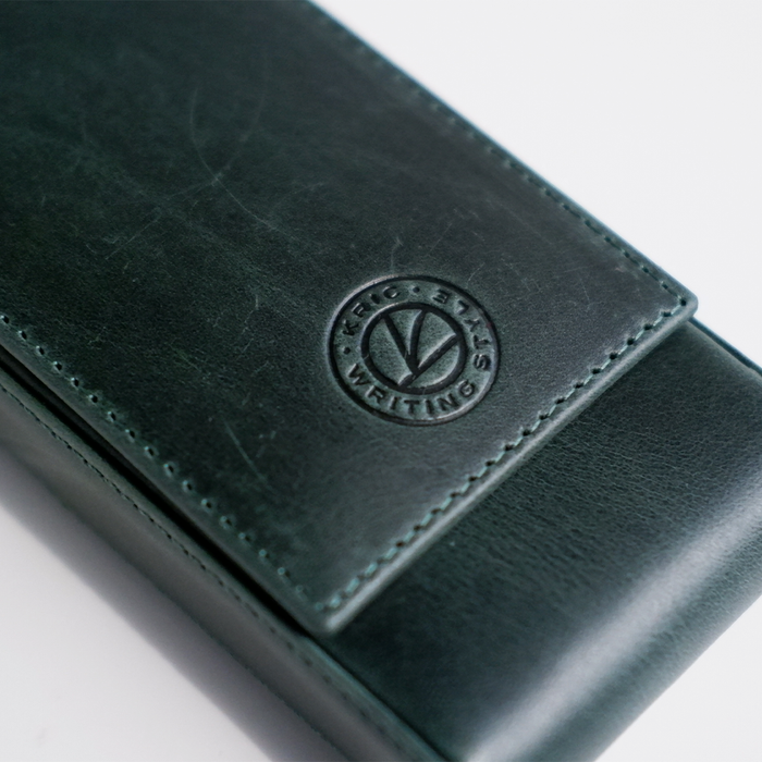 Eng Leather Co. - 3 Pen Hard Case Green - Papier Plume