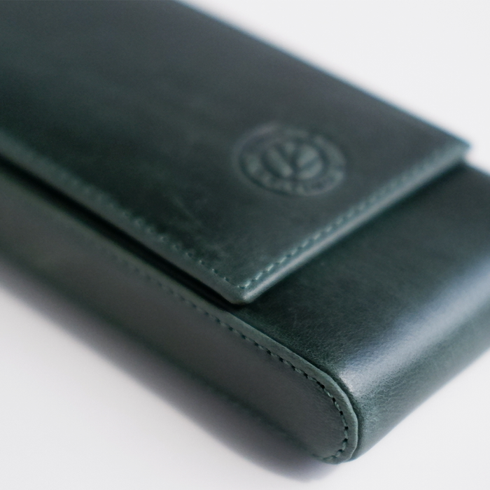 Eng Leather Co. - 3 Pen Hard Case Green - Papier Plume