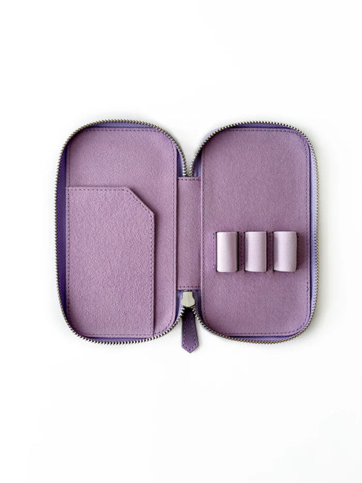 Eng Leather Co. - 3 Slot - Leather Pen Case Light Lavender